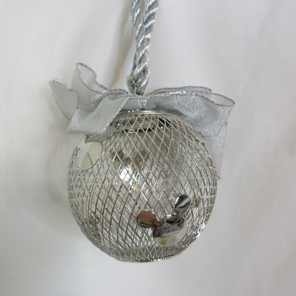 Disney Ornament Mickey Mouse Silver Metal Wire Mesh Christmas Holiday Vintage - Picture 2 of 6